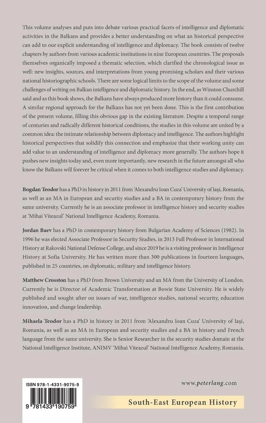 Rückseite: 9781433190759 | Old and New Insights on the History of Intelligence and Diplomacy...