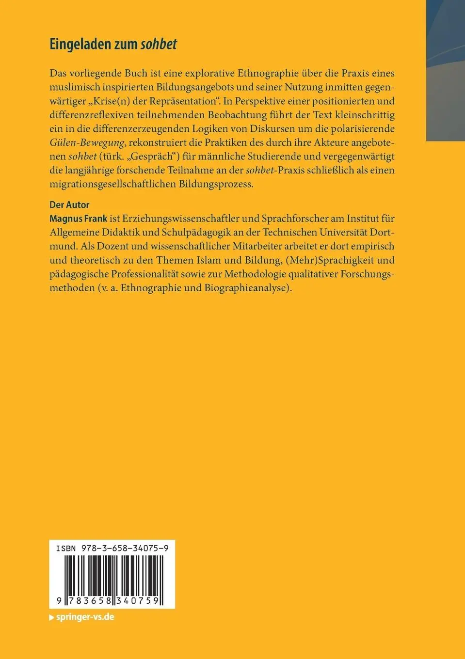 Rückseite: 9783658340759 | Eingeladen zum sohbet | Magnus Frank | Taschenbuch | xi | Deutsch