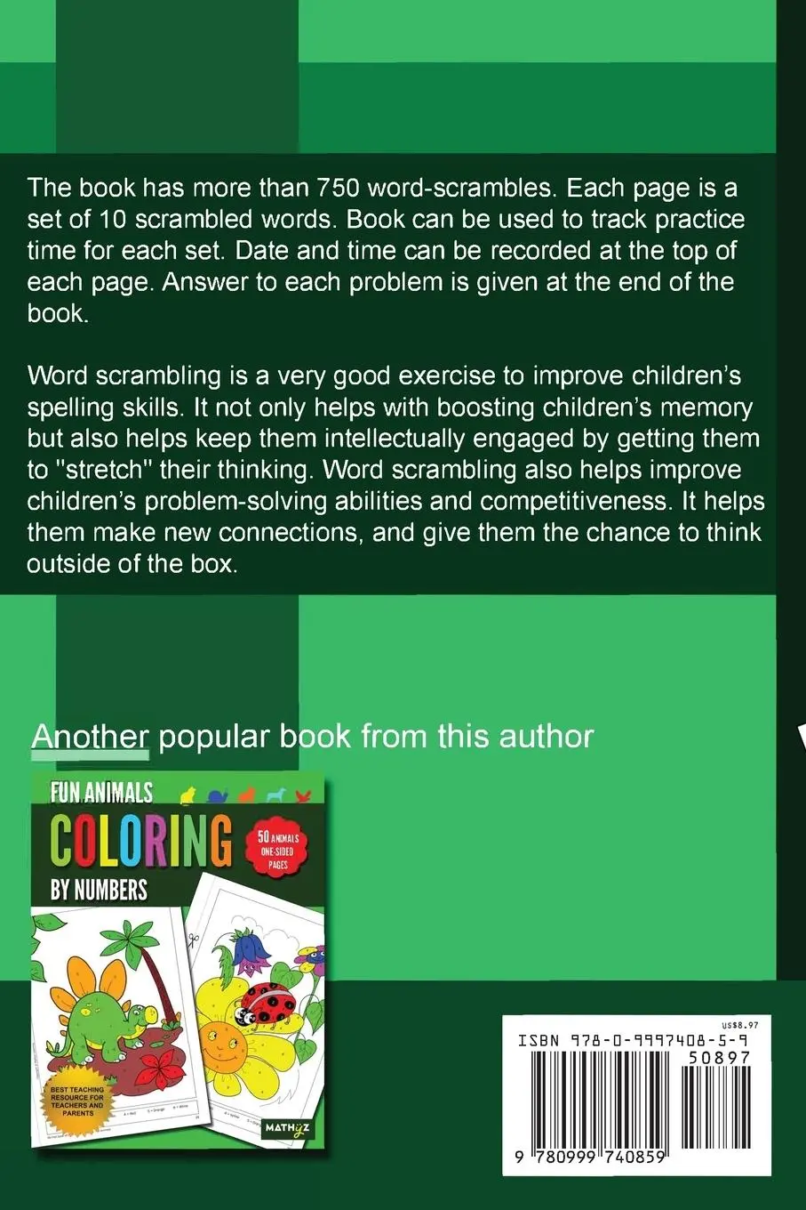 Rückseite: 9780999740859 | Fun Jumbles Word Scrambles for Kids | Mathyz Learning | Taschenbuch