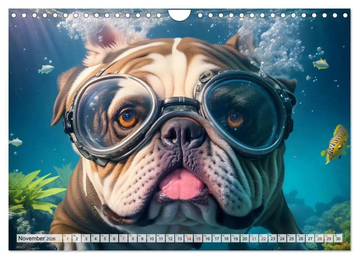 Bild: 9783457360859 | Hunde abgetaucht (Wandkalender 2026 DIN A4 quer), CALVENDO...