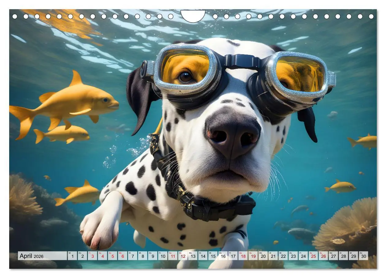 Bild: 9783457360859 | Hunde abgetaucht (Wandkalender 2026 DIN A4 quer), CALVENDO...