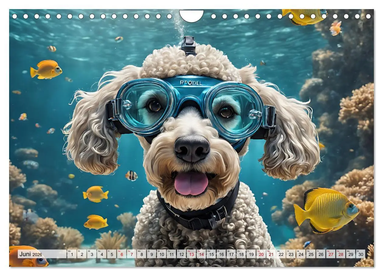 Bild: 9783457360859 | Hunde abgetaucht (Wandkalender 2026 DIN A4 quer), CALVENDO...