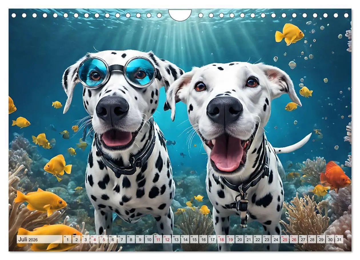 Bild: 9783457360859 | Hunde abgetaucht (Wandkalender 2026 DIN A4 quer), CALVENDO...