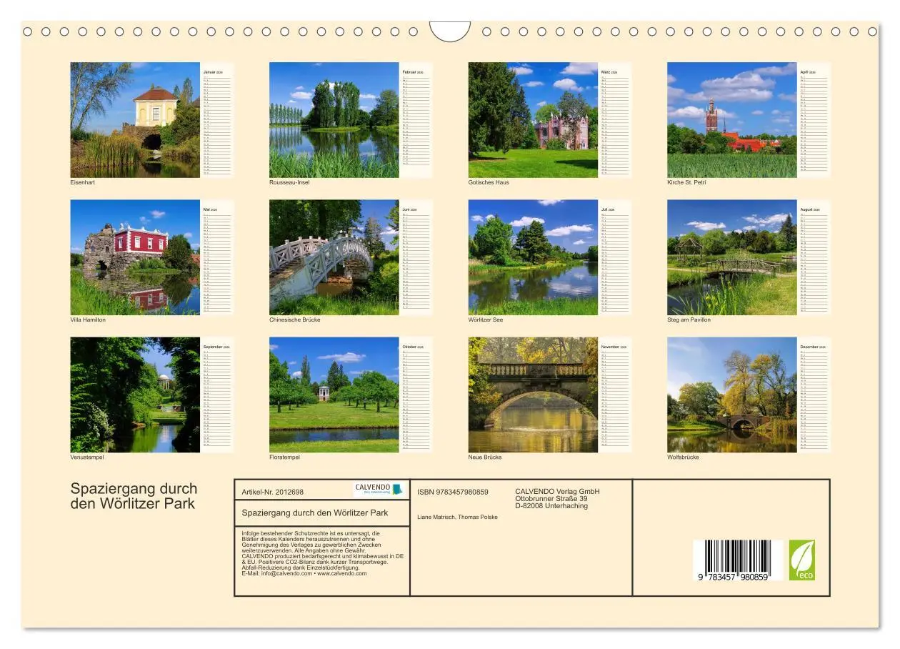 Bild: 9783457980859 | Spaziergang durch den Wörlitzer Park (Wandkalender 2026 DIN A3...