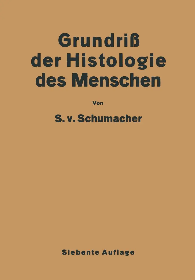 Cover: 9783662360859 | Grundriss der Histologie des Menschen | Siegmund von Schumacher | Buch