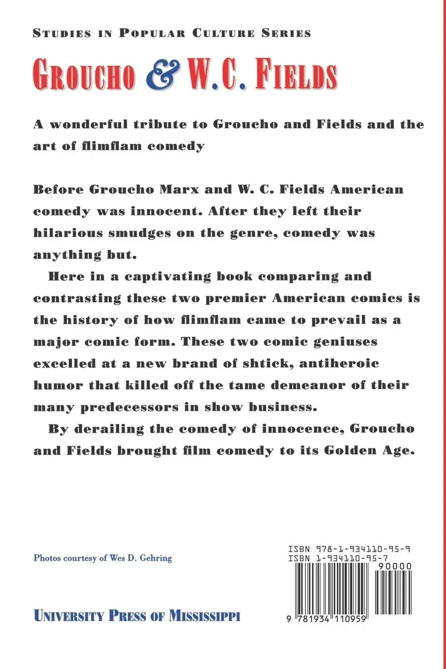 Rückseite: 9781934110959 | Groucho and W. C. Fields | Huckster Comedians | Wes D. Gehring | Buch