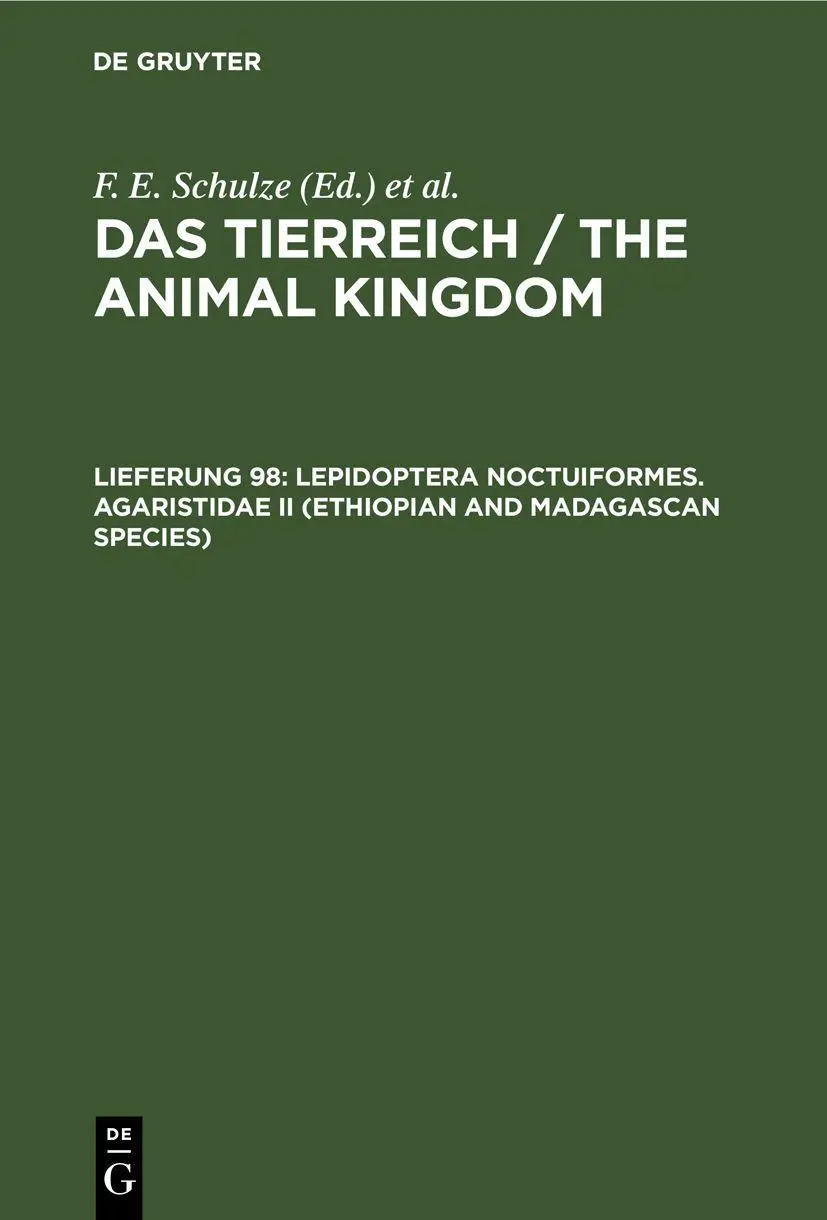 Cover: 9783112420959 | Lepidoptera Noctuiformes. Agaristidae II (Ethiopian and Madagascan...