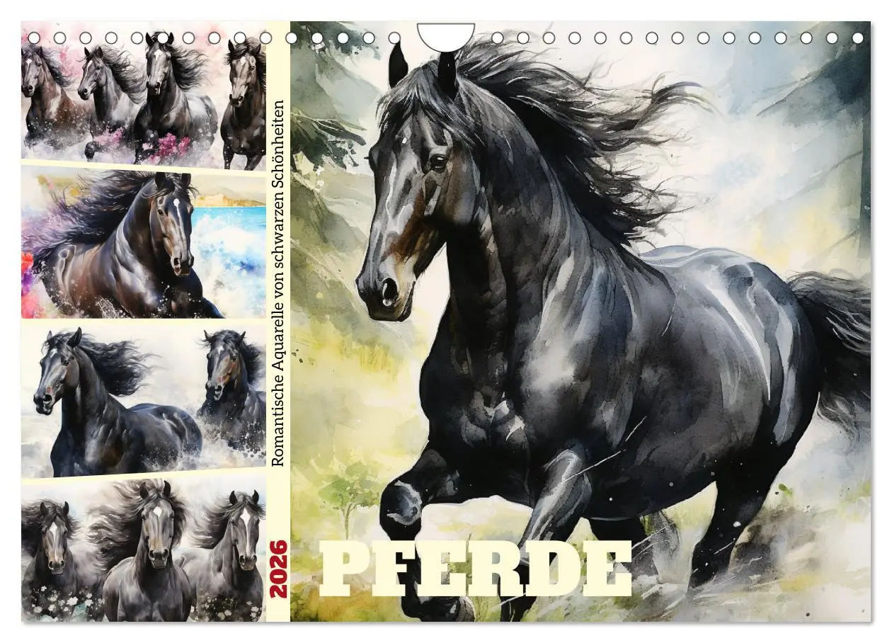 Cover: 9783457350959 | Pferde. Romantische Aquarelle von schwarzen Schönheiten...