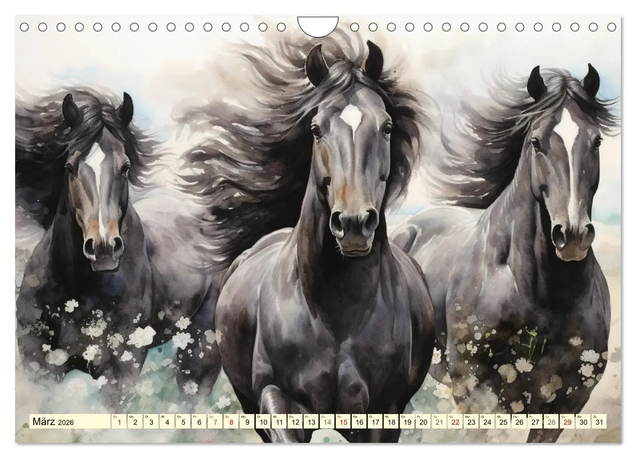 Bild: 9783457350959 | Pferde. Romantische Aquarelle von schwarzen Schönheiten...