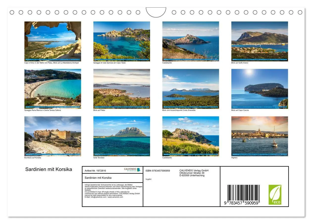 Bild: 9783457590959 | Sardinien mit Korsika (Wandkalender 2026 DIN A4 quer), CALVENDO...