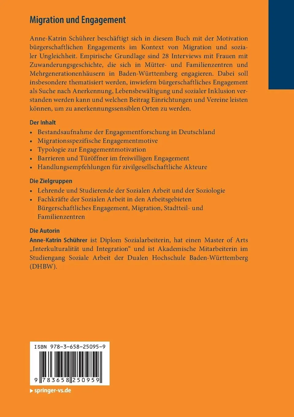 Rückseite: 9783658250959 | Migration und Engagement | Anne-Katrin Schührer | Taschenbuch | xvii