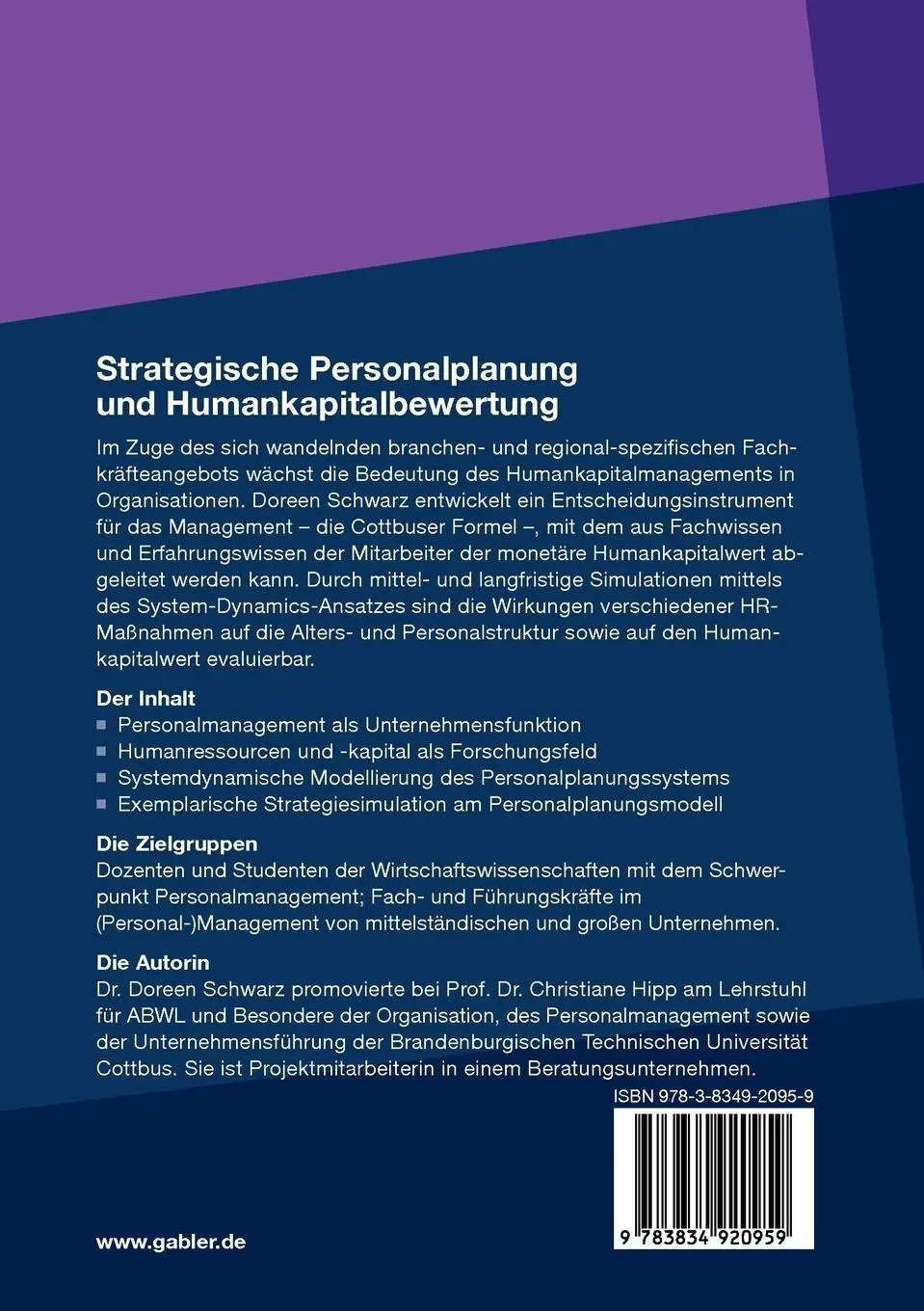 Rückseite: 9783834920959 | Strategische Personalplanung und Humankapitalbewertung | Schwarz | xix