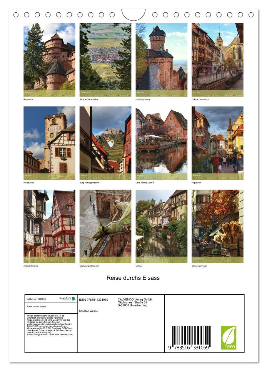 Bild: 9783516331059 | Reise durchs Elsass (Wandkalender 2026 DIN A4 hoch), CALVENDO...