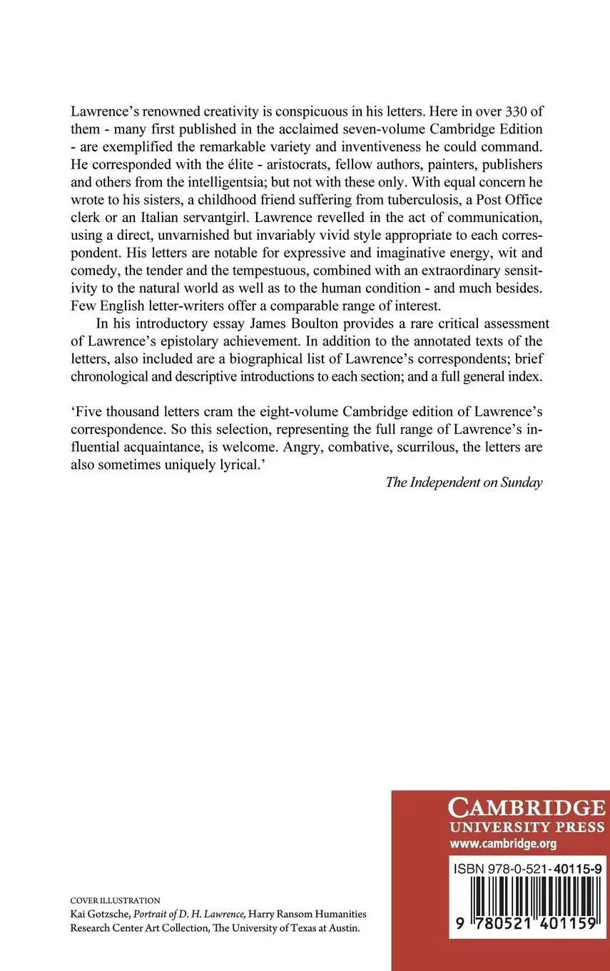 Rückseite: 9780521401159 | The Selected Letters of D. H. Lawrence | D. H. Lawrence | Buch | 2010