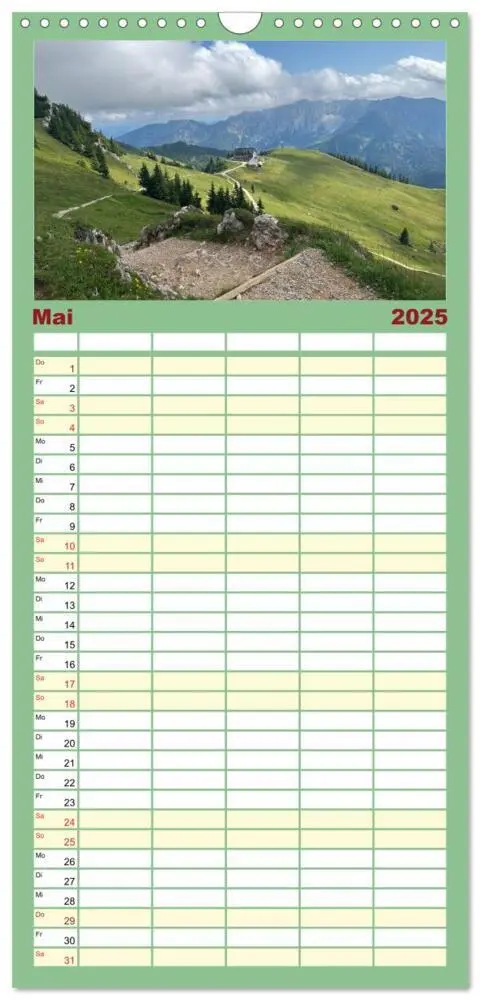 Bild: 9783457091159 | Familienplaner 2025 - Alpenauszeit - Schöne Orte der Alpen mit 5...