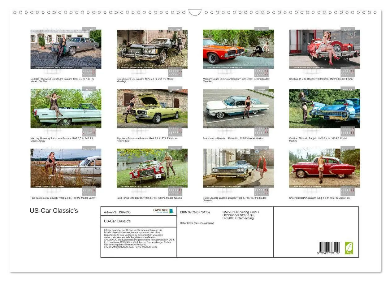 Bild: 9783457781159 | US-Car Classic's (Wandkalender 2026 DIN A2 quer), CALVENDO...