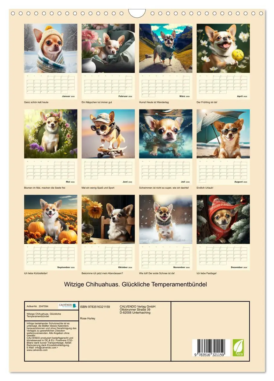 Bild: 9783516321159 | Witzige Chihuahuas. Glückliche Temperamentbündel (Wandkalender 2026...