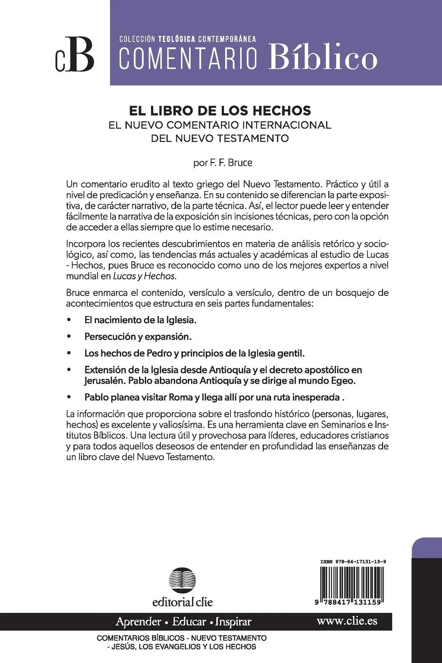 Rückseite: 9788417131159 | Libro de los Hechos | F. F. Bruce | Taschenbuch | Spanisch | 2022