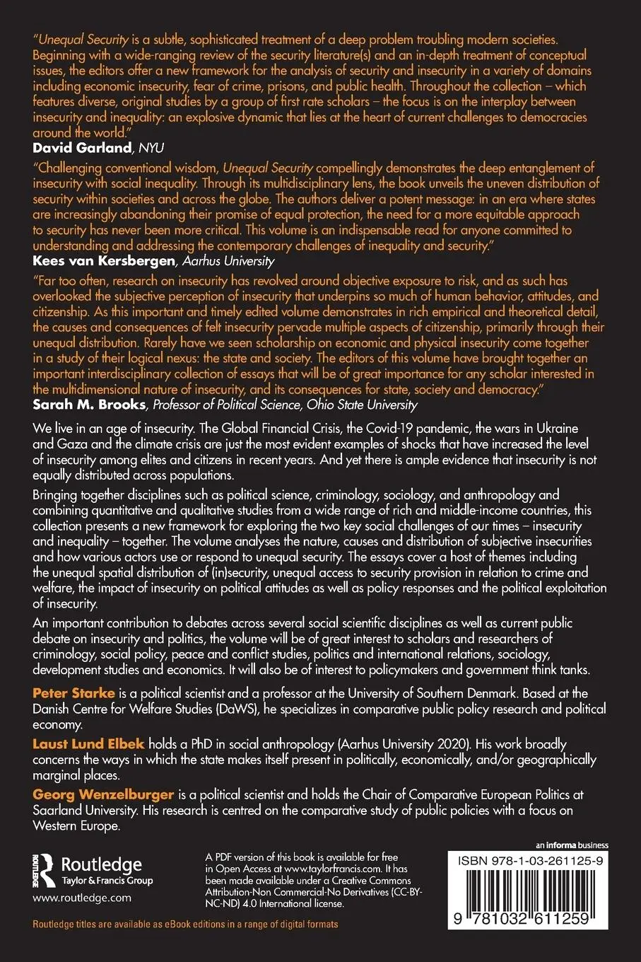 Rückseite: 9781032611259 | Unequal Security | Welfare, Crime and Social Inequality | Taschenbuch