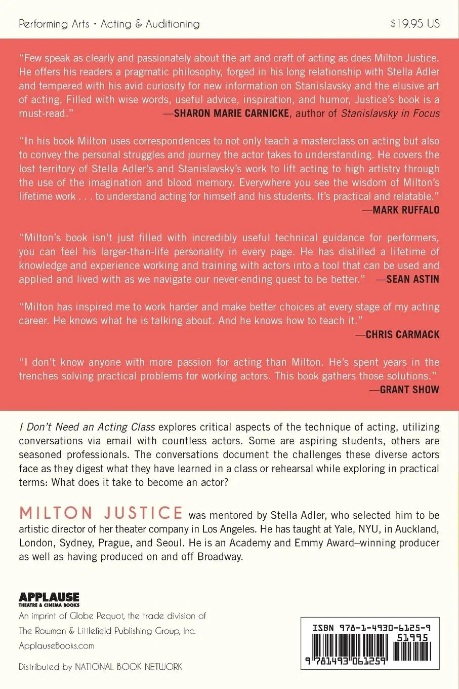 Rückseite: 9781493061259 | I Don't Need an Acting Class | Milton Justice | Taschenbuch | Englisch