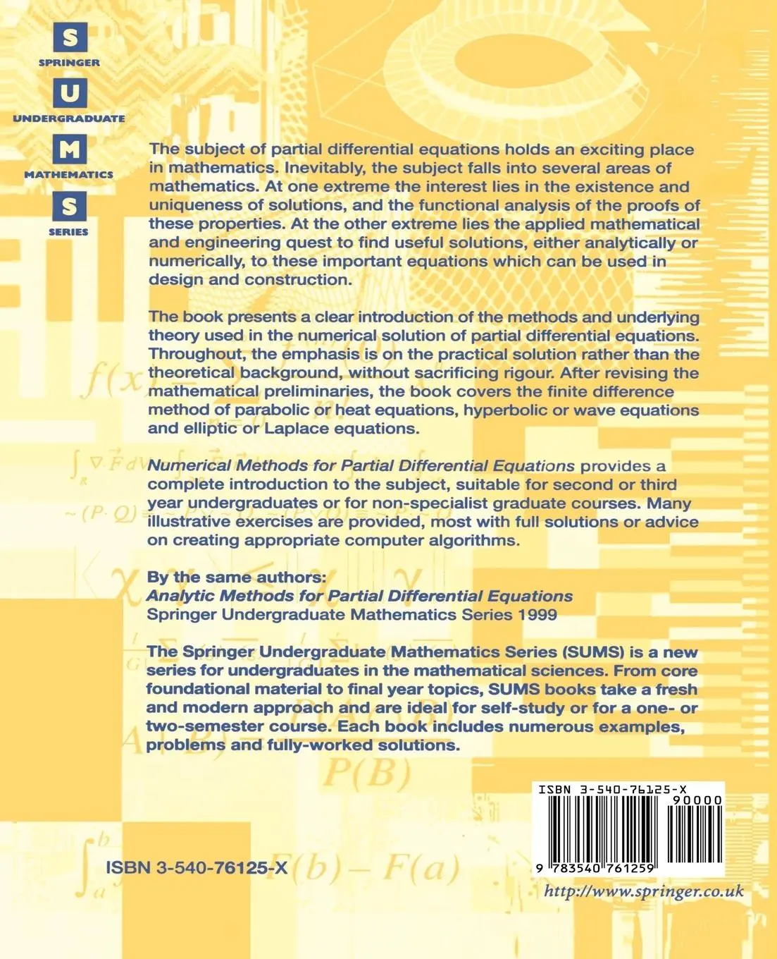 Rückseite: 9783540761259 | Numerical Methods for Partial Differential Equations | Evans (u. a.)