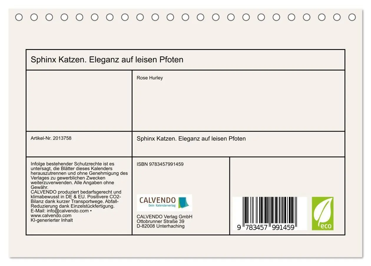 Bild: 9783457991459 | Sphinx Katzen. Eleganz auf leisen Pfoten (Tischkalender 2026 DIN A5...