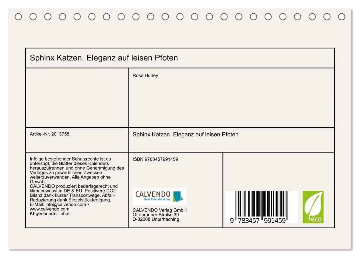 Bild: 9783457991459 | Sphinx Katzen. Eleganz auf leisen Pfoten (Tischkalender 2026 DIN A5...