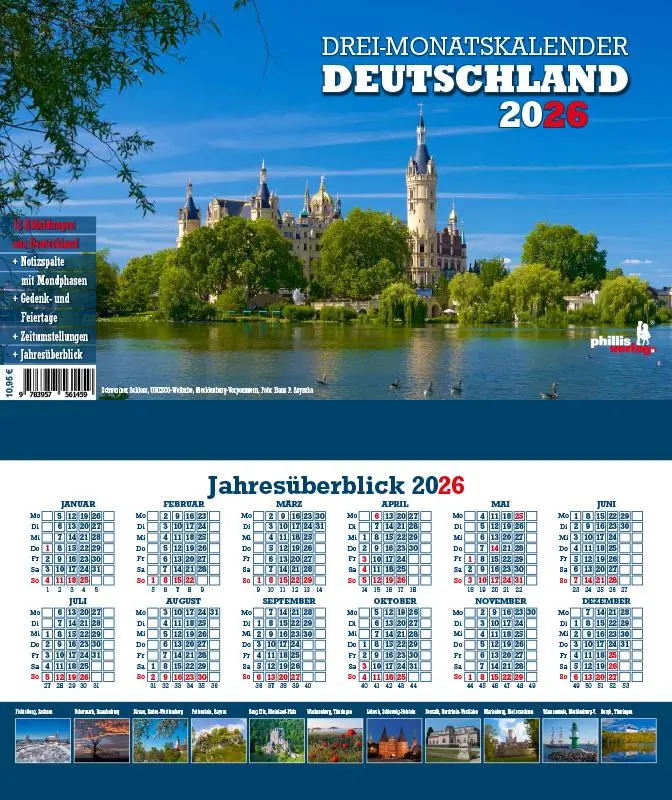 Cover: 9783957561459 | 3-Monatskalender Deutschland 2026 | Jörg Neubert | Kalender | Deutsch