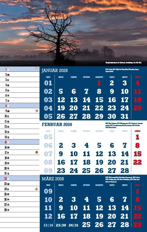 Bild: 9783957561459 | 3-Monatskalender Deutschland 2026 | Jörg Neubert | Kalender | Deutsch