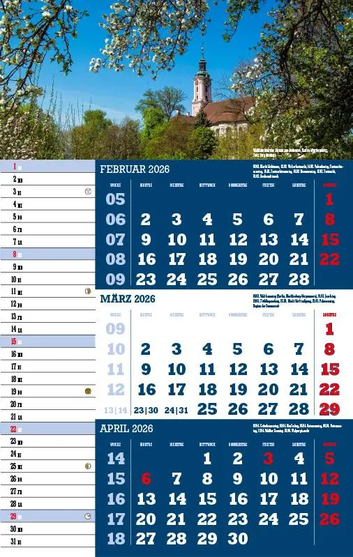 Bild: 9783957561459 | 3-Monatskalender Deutschland 2026 | Jörg Neubert | Kalender | Deutsch