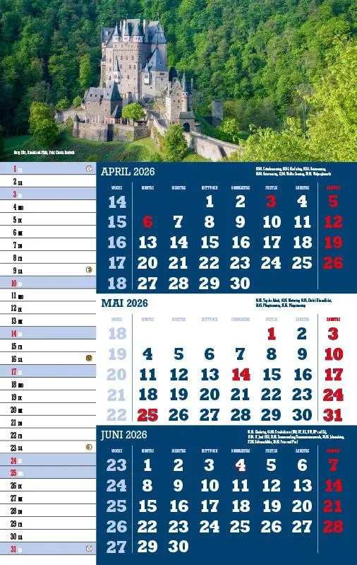 Bild: 9783957561459 | 3-Monatskalender Deutschland 2026 | Jörg Neubert | Kalender | Deutsch