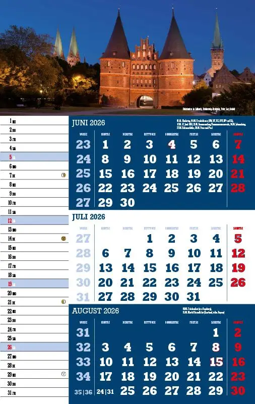 Bild: 9783957561459 | 3-Monatskalender Deutschland 2026 | Jörg Neubert | Kalender | Deutsch