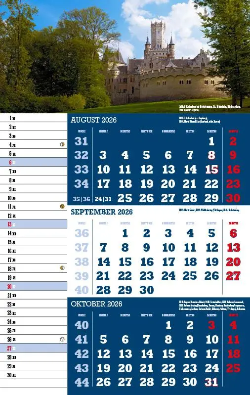 Bild: 9783957561459 | 3-Monatskalender Deutschland 2026 | Jörg Neubert | Kalender | Deutsch