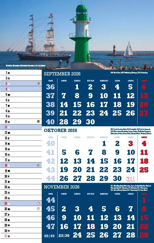 Bild: 9783957561459 | 3-Monatskalender Deutschland 2026 | Jörg Neubert | Kalender | Deutsch
