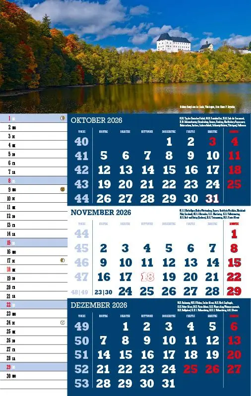 Bild: 9783957561459 | 3-Monatskalender Deutschland 2026 | Jörg Neubert | Kalender | Deutsch