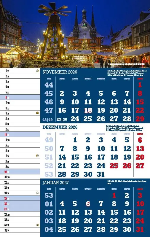 Bild: 9783957561459 | 3-Monatskalender Deutschland 2026 | Jörg Neubert | Kalender | Deutsch