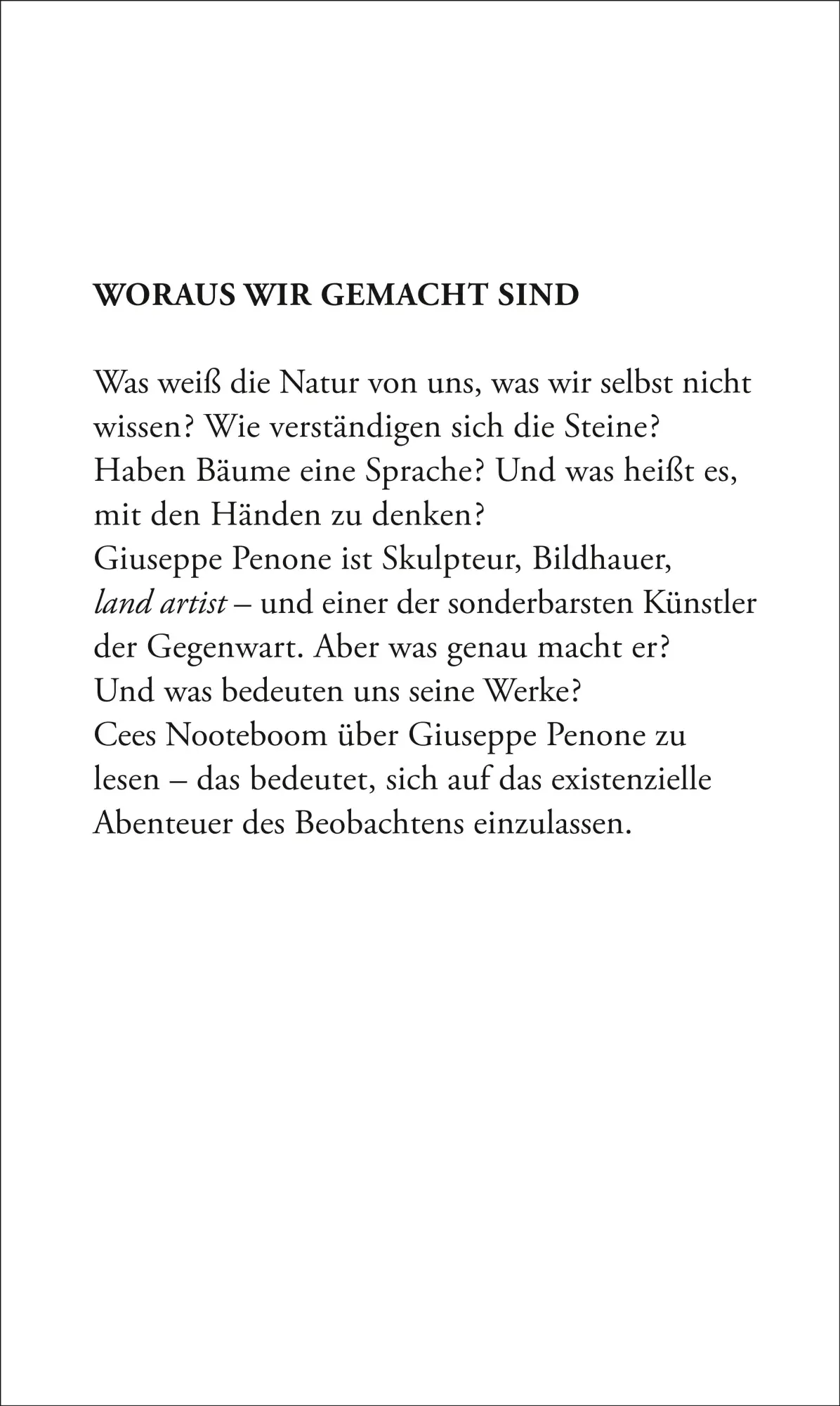 Rückseite: 9783518431559 | In den Bäumen blühen Steine | Die erdachte Welt von Giuseppe Penone