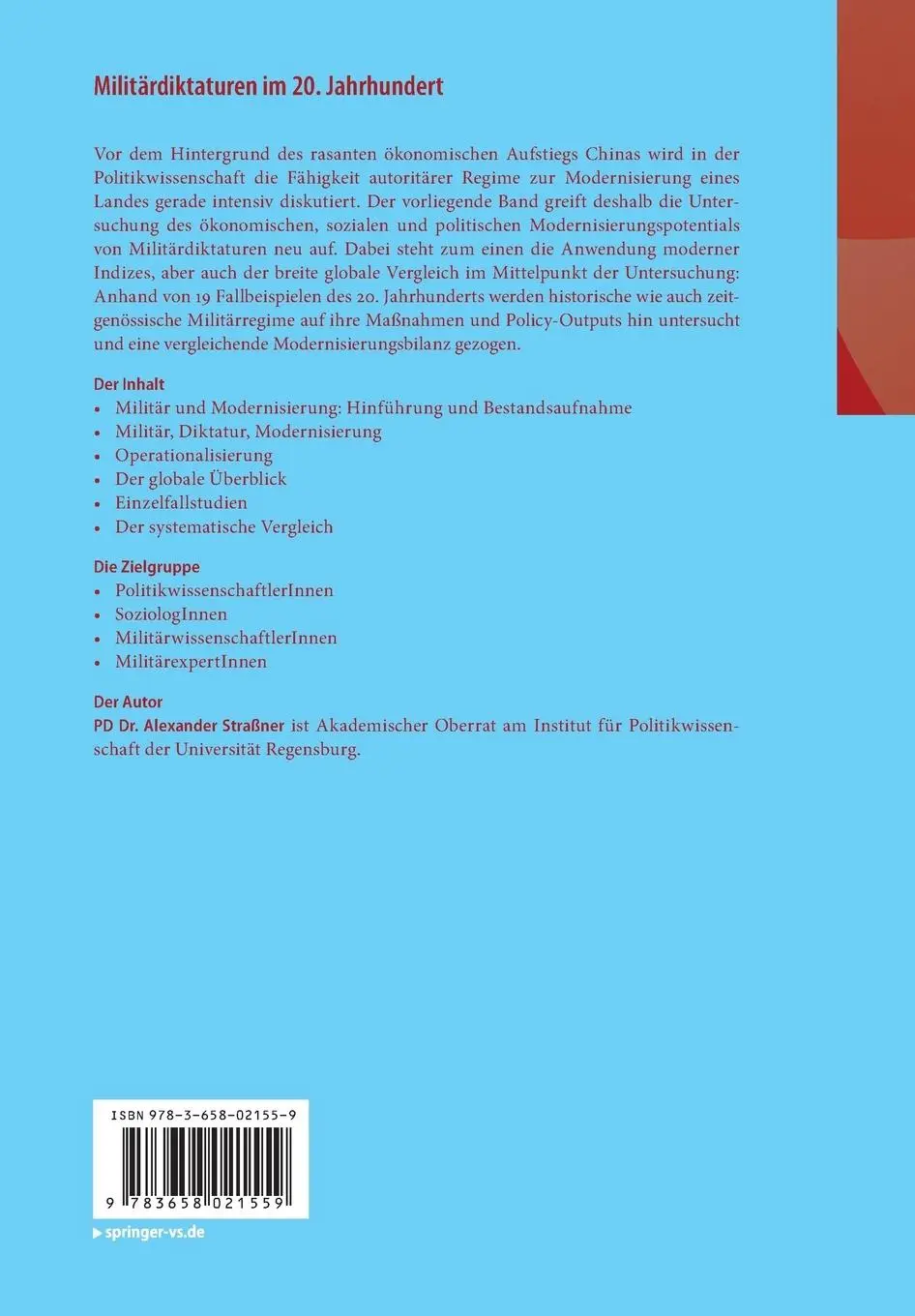 Rückseite: 9783658021559 | Militärdiktaturen im 20. Jahrhundert | Alexander Straßner | Buch