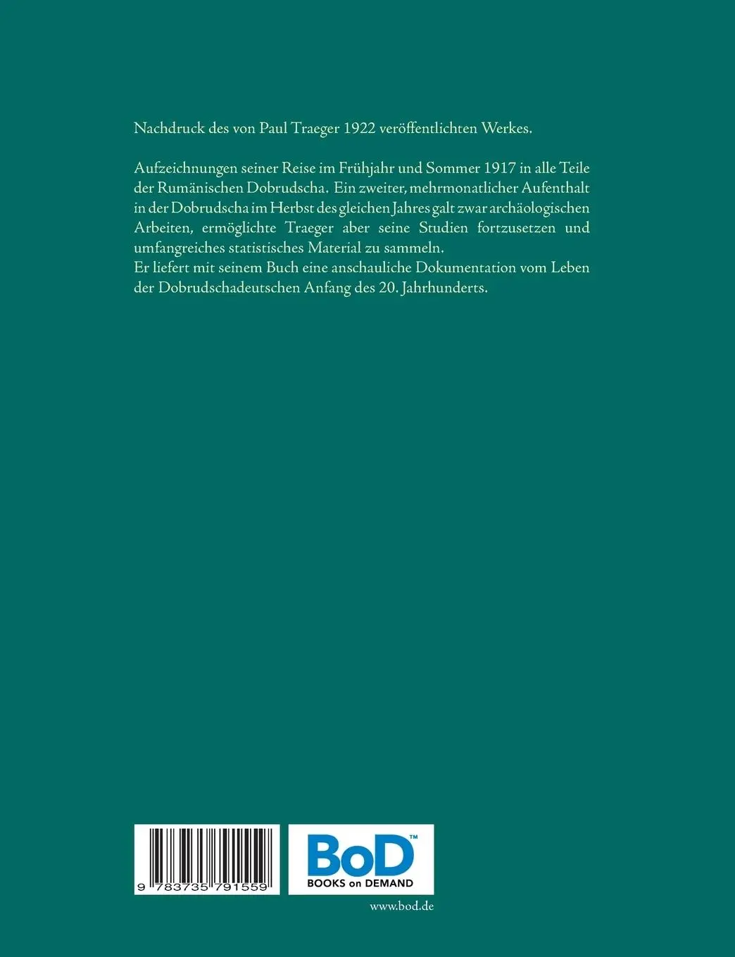 Rückseite: 9783735791559 | Die Deutschen in der Dobrudscha | Paul Traeger | Taschenbuch | 256 S.