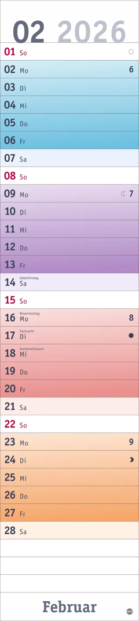 Bild: 9783756411559 | Bunte Wochen Langplaner 2026 | Heye | Kalender | Bürokalender Heye
