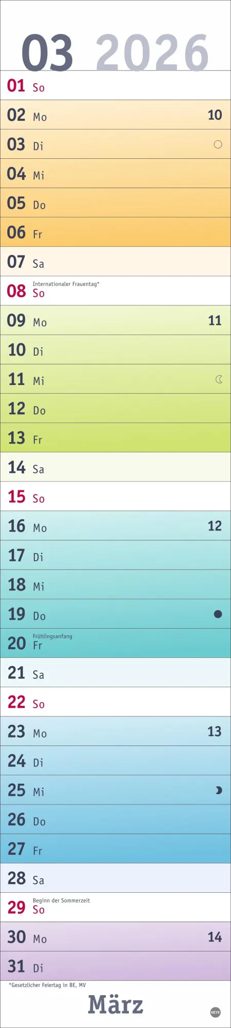 Bild: 9783756411559 | Bunte Wochen Langplaner 2026 | Heye | Kalender | Bürokalender Heye