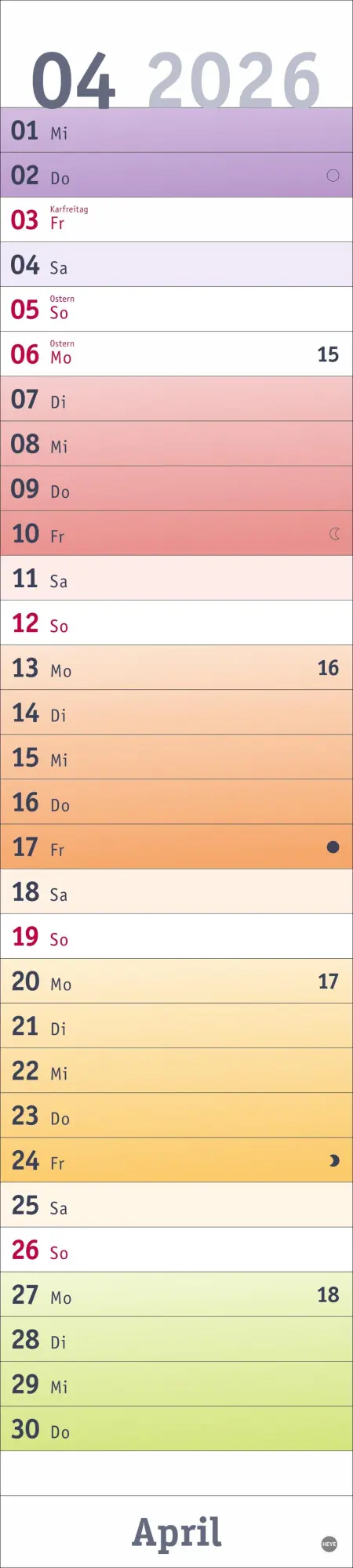 Bild: 9783756411559 | Bunte Wochen Langplaner 2026 | Heye | Kalender | Bürokalender Heye
