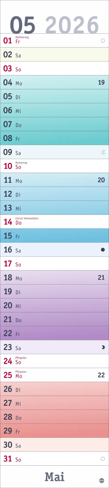 Bild: 9783756411559 | Bunte Wochen Langplaner 2026 | Heye | Kalender | Bürokalender Heye
