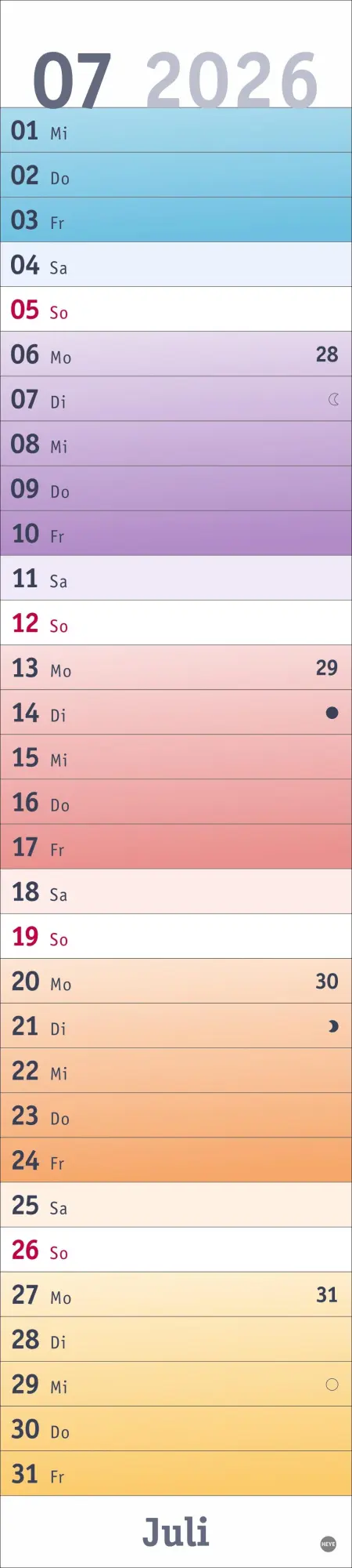 Bild: 9783756411559 | Bunte Wochen Langplaner 2026 | Heye | Kalender | Bürokalender Heye