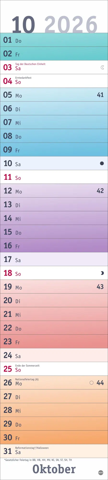 Bild: 9783756411559 | Bunte Wochen Langplaner 2026 | Heye | Kalender | Bürokalender Heye