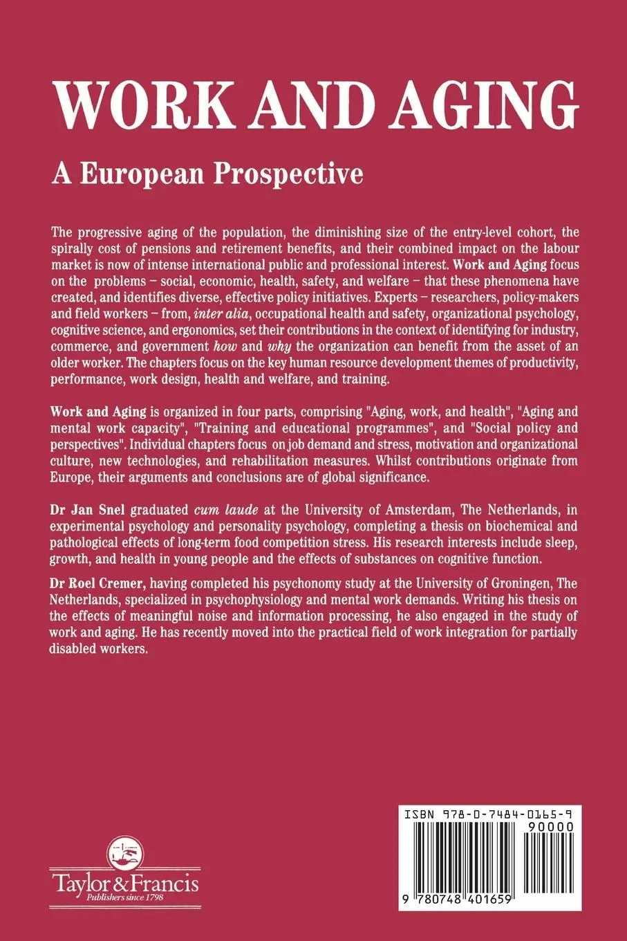 Rückseite: 9780748401659 | Work and Aging | A European Prospective | Jan Snel (u. a.) | Buch