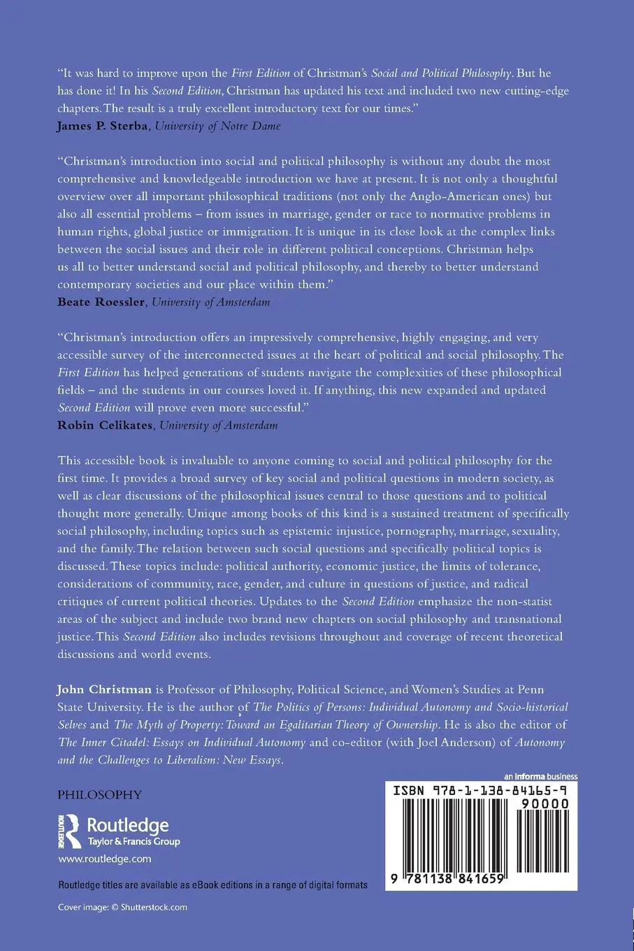 Rückseite: 9781138841659 | Social and Political Philosophy | A Contemporary Introduction | Buch