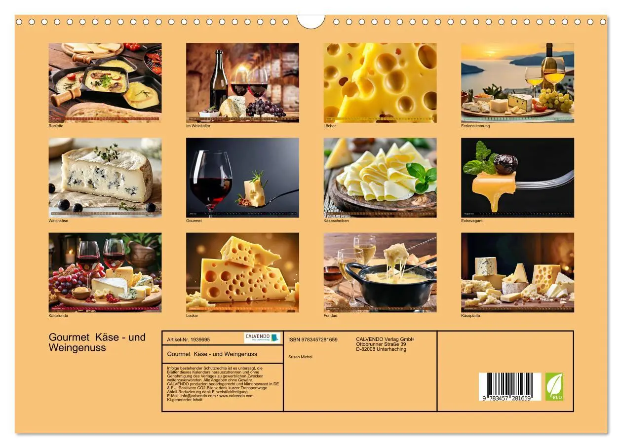 Bild: 9783457281659 | Gourmet Käse - und Weingenuss (Wandkalender 2026 DIN A3 quer),...