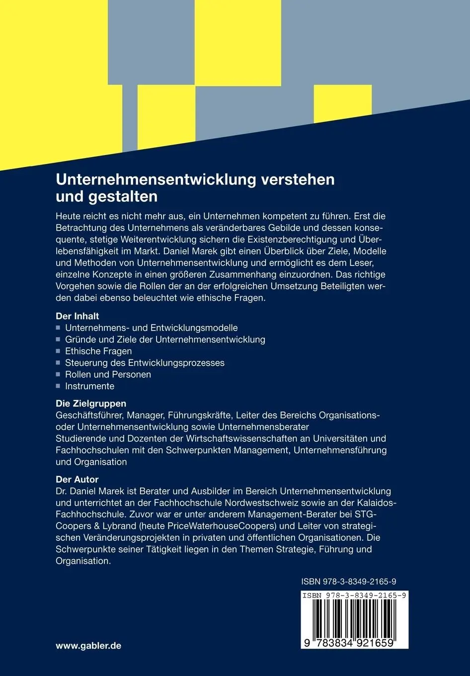 Rückseite: 9783834921659 | Unternehmensentwicklung verstehen und gestalten | Eine Einführung