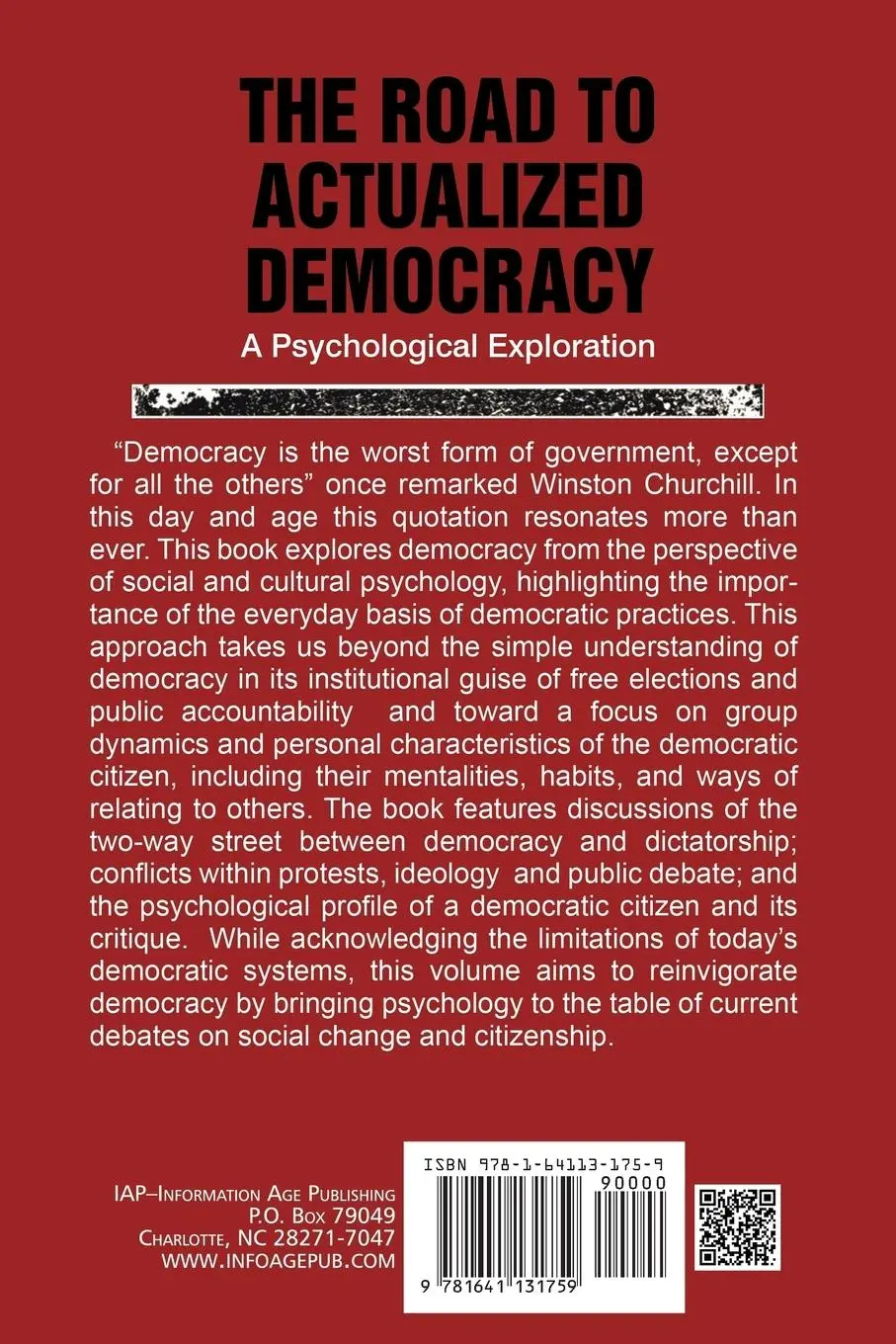 Rückseite: 9781641131759 | The Road to Actualized Democracy | Psychological Exploration | Buch